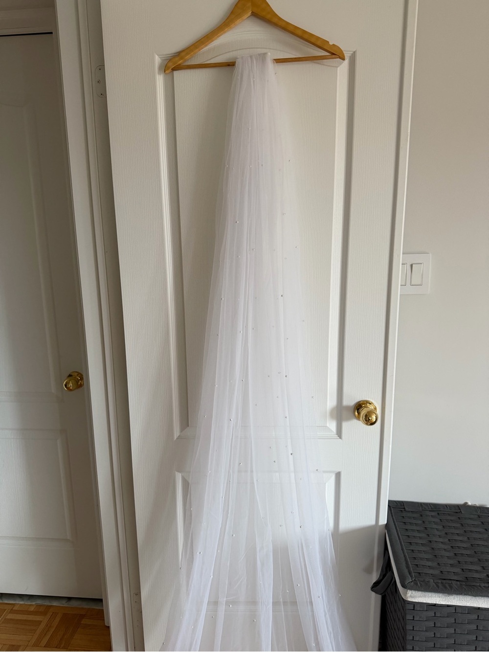 White Cathedral Pearl Wedding Veil - Picture 3 of 13